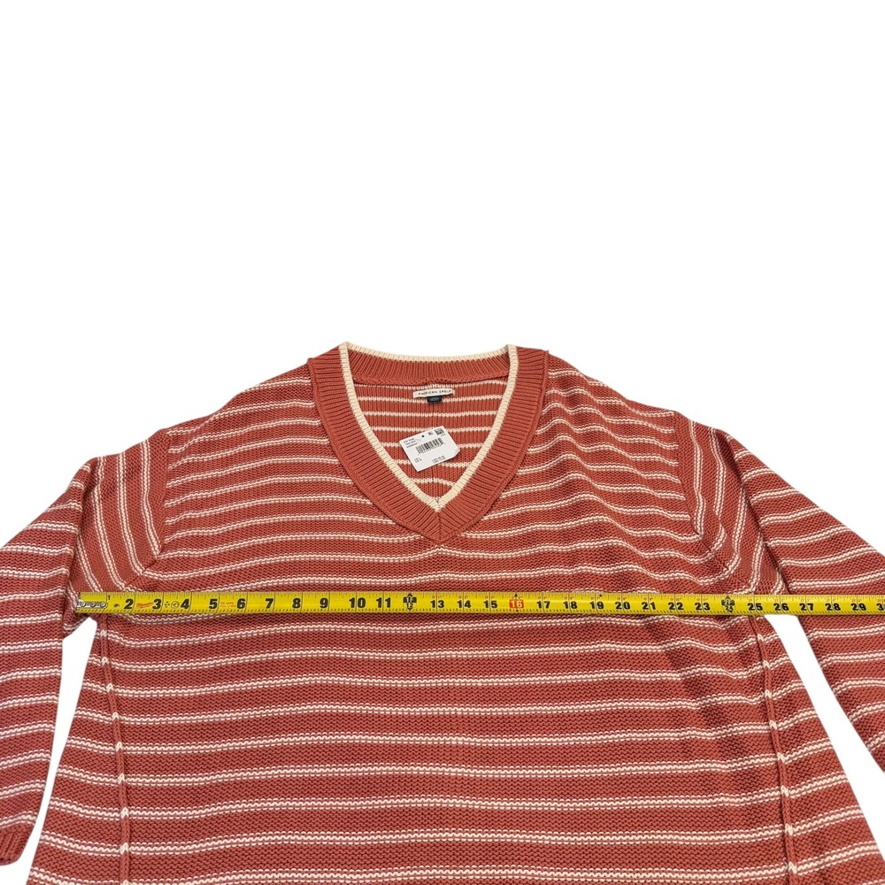 American Eagle Womens V-Neck Striped Knit Sweater Pink Large‎ Oversized Boxy NEW - Picture 7 of 8